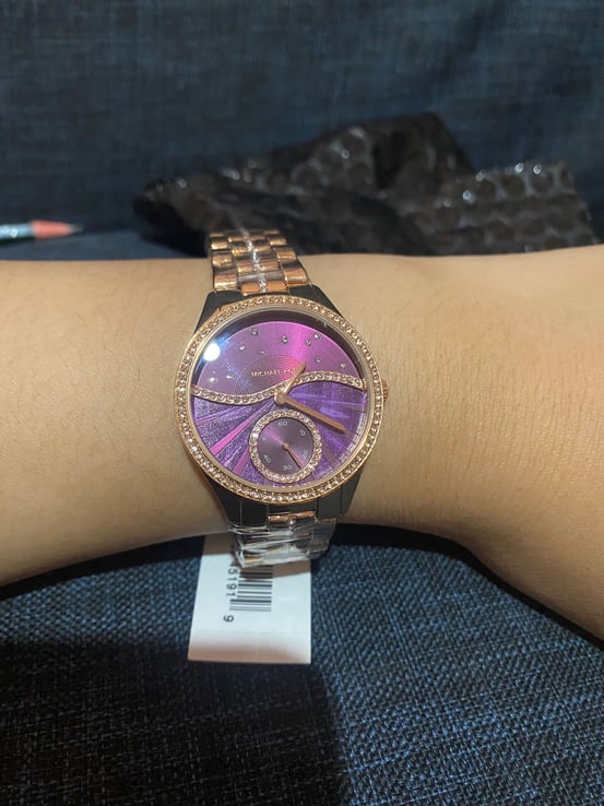 Michael Kors Lauryn MK4437 Celestial Design Purple Dial Rose Gold