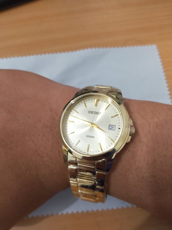 Seiko Classic SGEF58P1 Gold Dial Gold Stainless Steel Strap