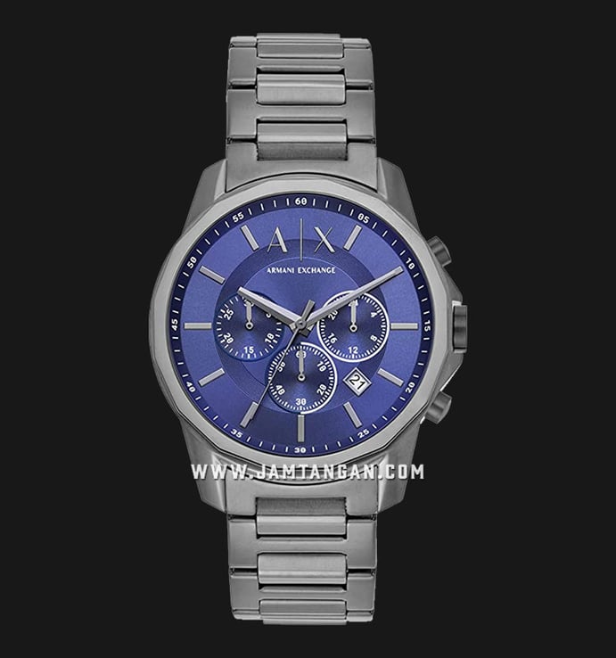 Armani Stainless AX1731 Dial Blue Chronograph Strap Exchange Steel Gunmetal