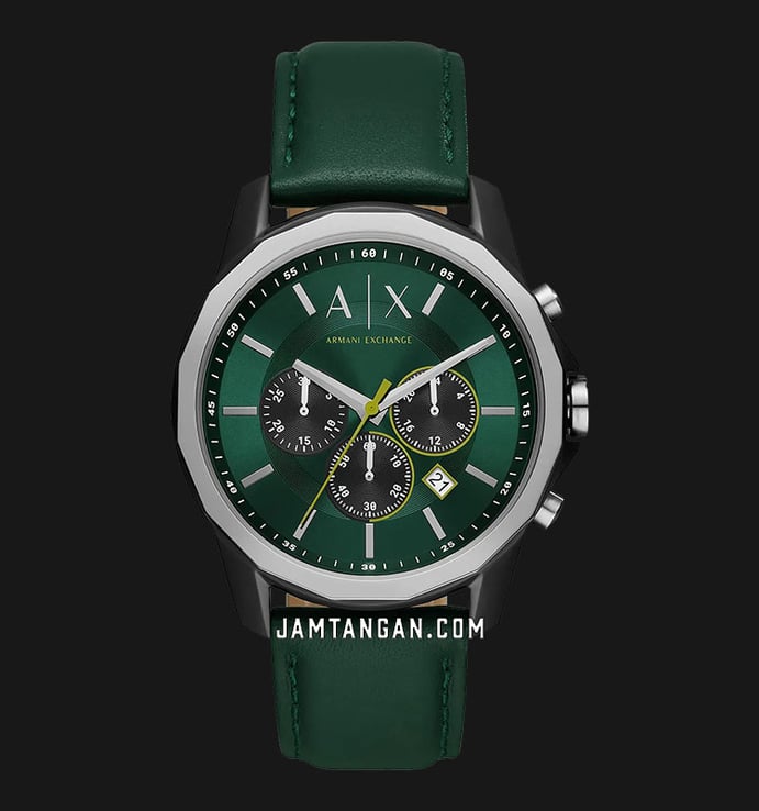 Leather Strap Men Green Dial Green Chronograph AX1741 Armani Exchange