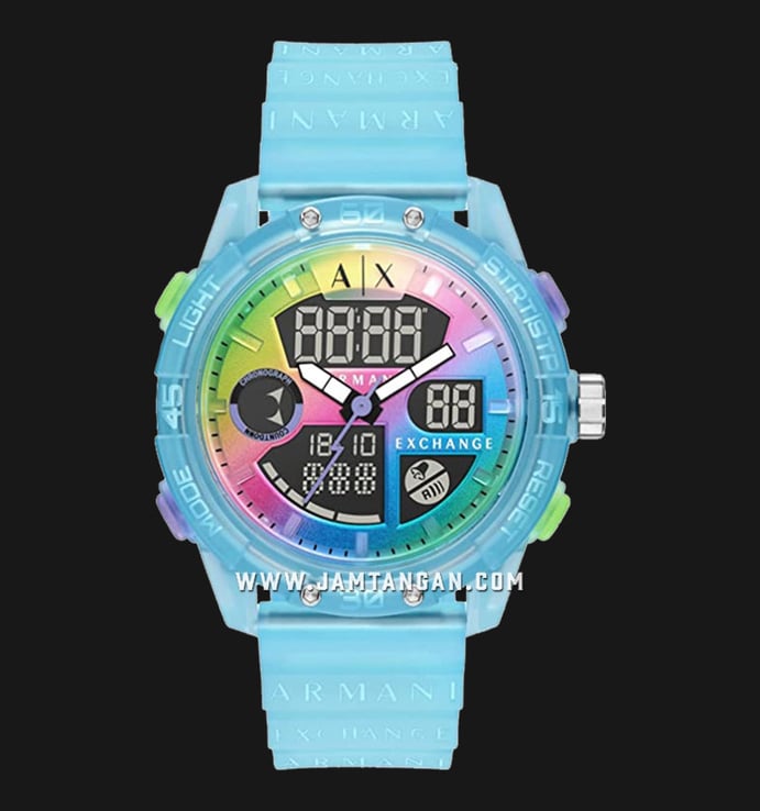 Armani Exchange Analog Digital AX2964 Multi Color Dial Blue Rubber