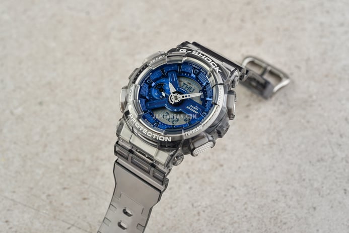 Casio G-Shock GMA-S110TB-8ADR Translucent Gray with Metallic Blue Dial Grey Transparent Resin Band