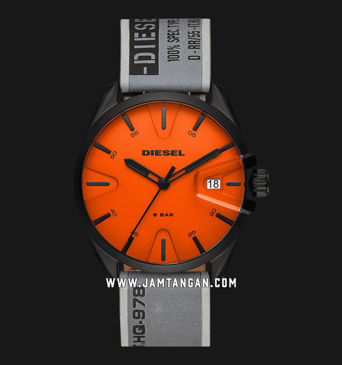 Diesel MS9 DZ1931 Orange Dial Grey Nylon Strap | Jamtangan.com