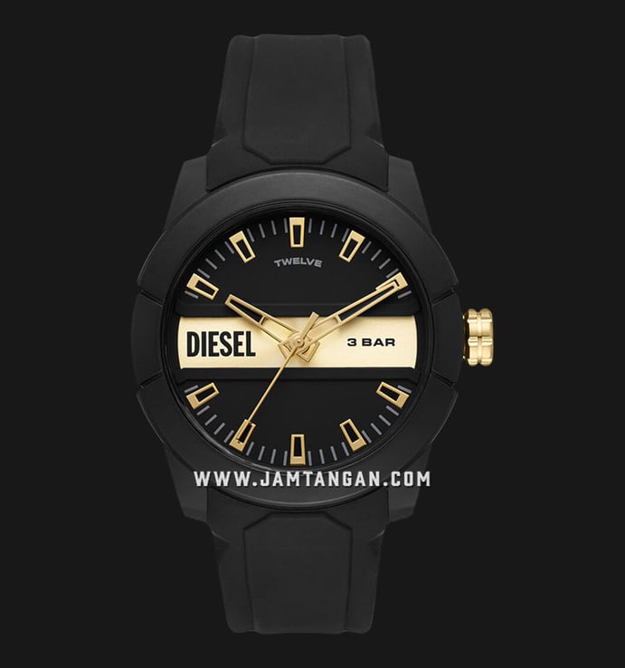 Diesel Double Up DZ1997 Black Sunray Dial Black Silicone Strap
