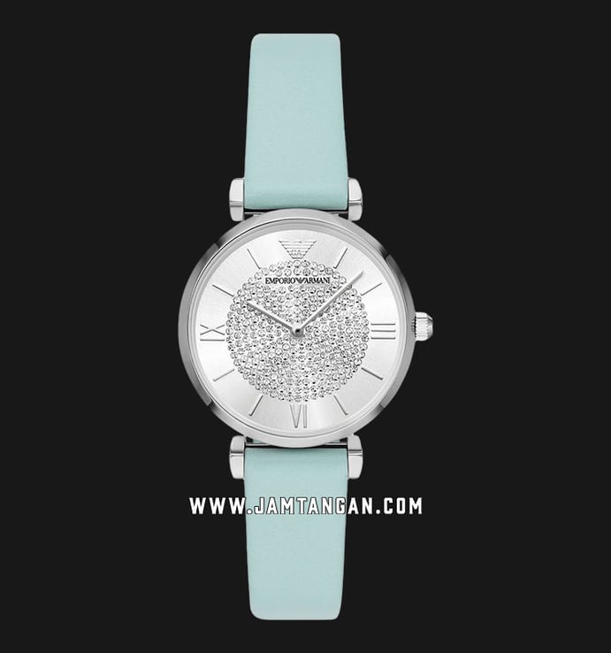 Emporio Armani Fashion AR11443 Silver Dial Blue Leather Strap