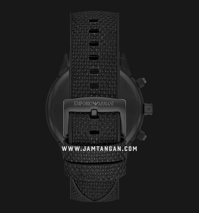 Black AR11453 Emporio Dial Chronograph Strap Armani Men Fabric Black