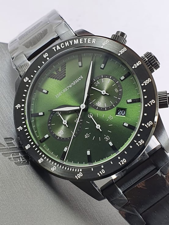 Emporio Armani Chronograph AR11472 Mario Green Dial Black