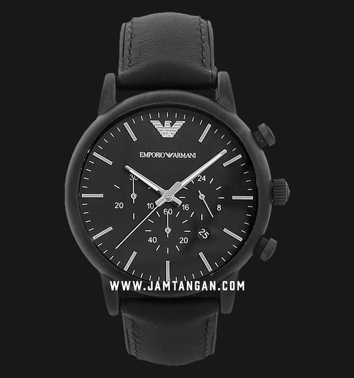 Chronograph AR1970 Black Dial Strap Emporio Leather Black Armani