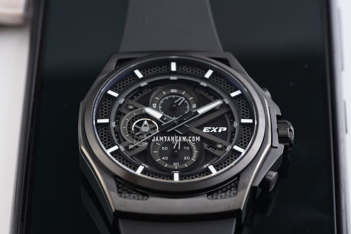 Expedition Chronograph E 6842 Mc Rigba Men Black Dial Black Rubber