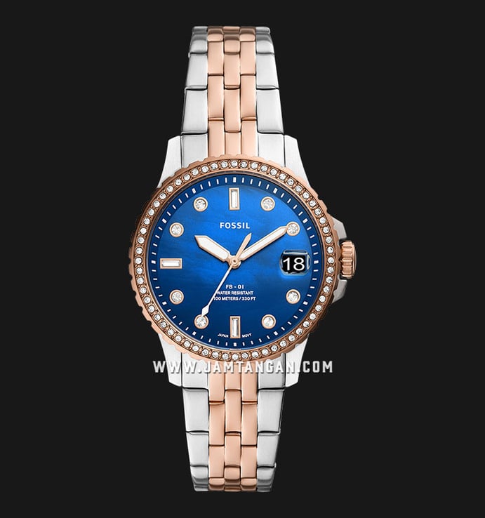 Fossil FB-01 ES4996 Ladies Blue Mother Of Pearl Dial Two Tone