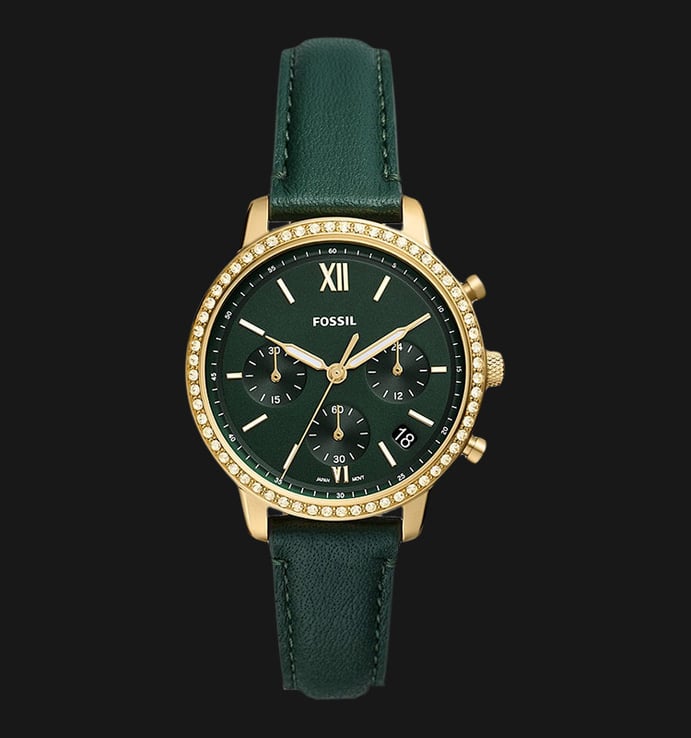 Fossil Neutra ES5239 Chronograph Green Dial Green Eco Leather