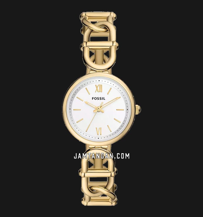 Fossil Carlie ES5272 Ladies Silver Dial Gold Stainless Steel Strap