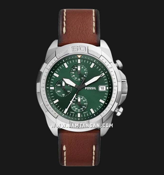 Fossil Bronson FS5898 Chronograph Green Dial Brown Leather Strap