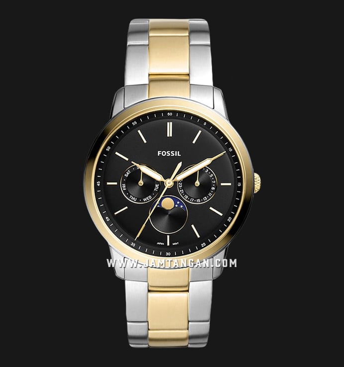 Fossil Neutra FS5906 Moonphase Black Dial Two-Tone Stainless Steel