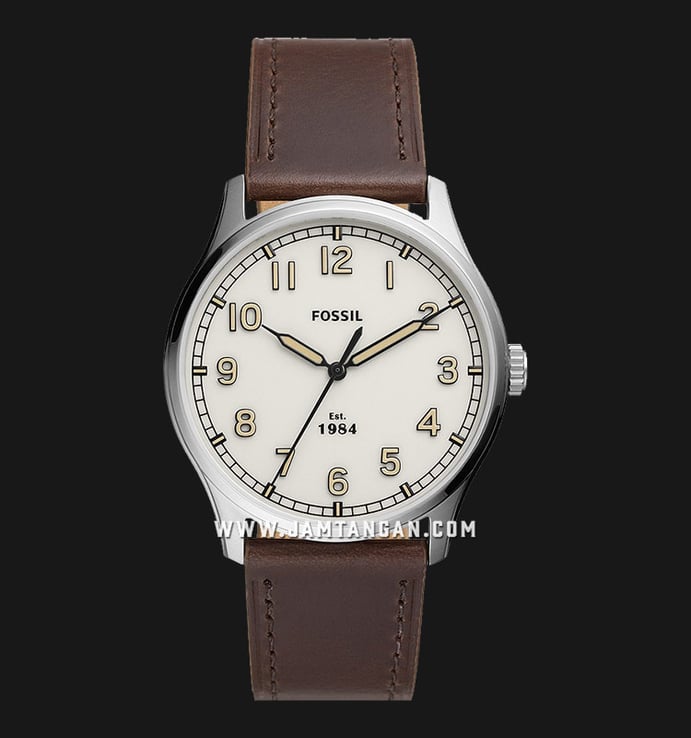 Fossil Dayliner FS5927 Beige Dial Brown Leather Strap | Jamtangan.com