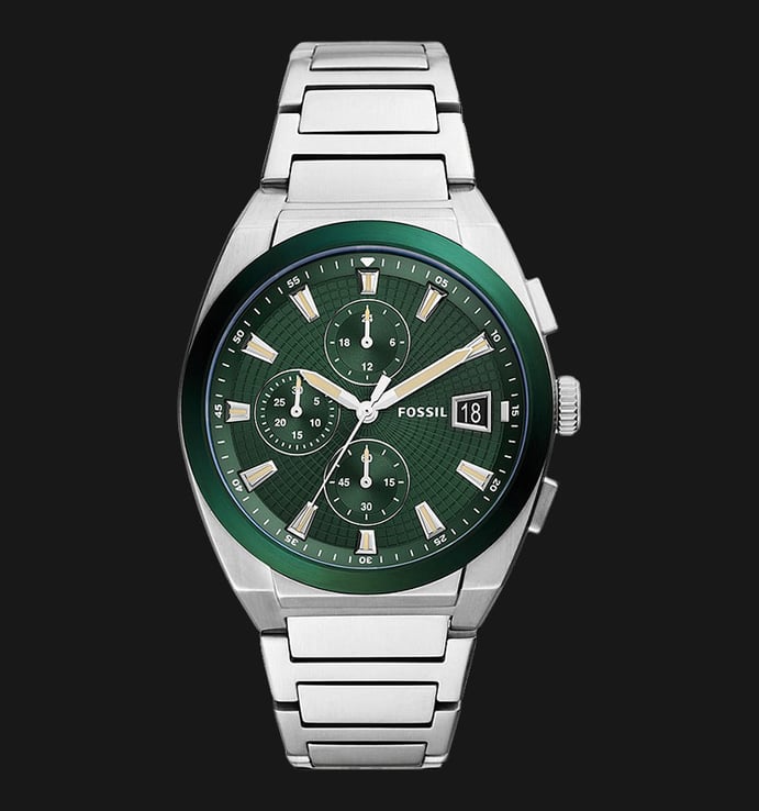 Fossil Everett FS5964 Chronograph Green Dial Stainless Steel Strap