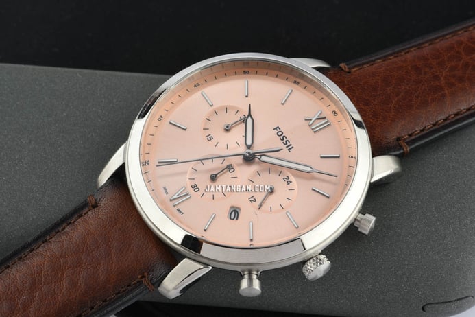 FS5982 Rose Gold Strap Dial Leather Brown Chronograph Eco Neutra Fossil