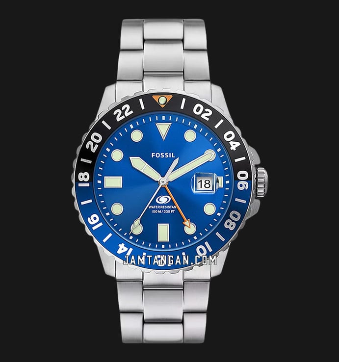 FS5991 GMT Blue Strap Dial Stainless Fossil Steel Blue