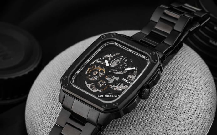 Fossil Inscription ME3203 Men Automatic Skeleton Black Dial Black