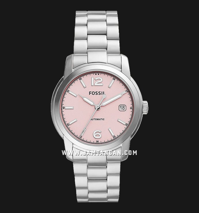 Fossil Heritage ME3229 Automatic Pink Dial Stainless Steel Strap