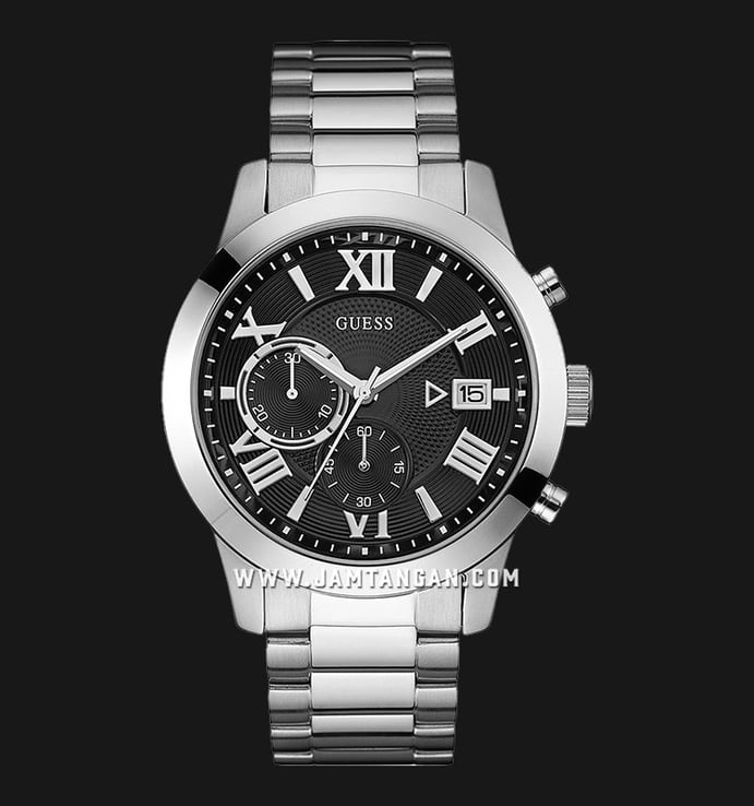 Dial Stainless Steel Strap Chronograph Atlas Black W0668G3 Guess