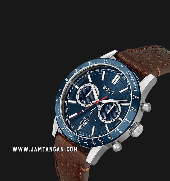 Brown Leather Allure Blue 1513921 Chronograph Strap Boss Dial Hugo