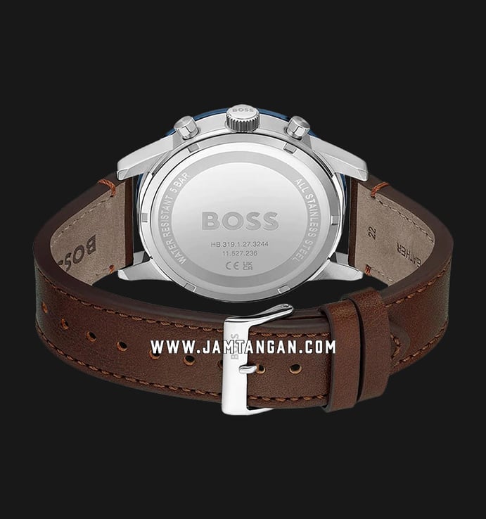 Brown Leather 1513921 Boss Hugo Blue Dial Strap Chronograph Allure