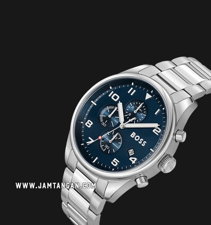 Hugo Boss View 1513989 Stainless Blue Strap Steel Dial Chronograph