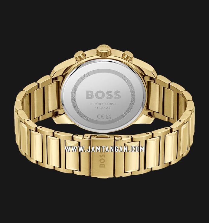 Boss Trace 1514006 Strap Stainless Gold Black Steel Chronograph Hugo Dial
