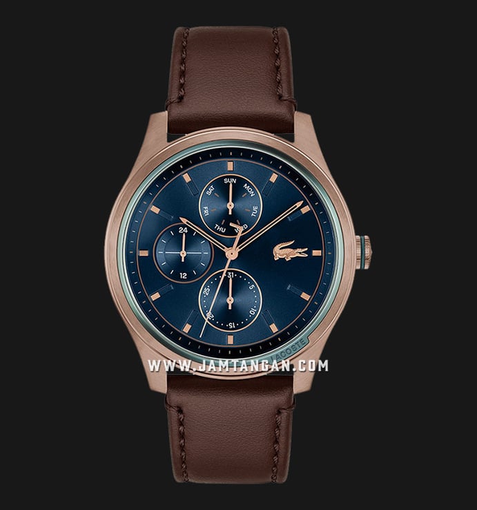 Lacoste Musketeer Men Strap Blue Navy Brown Dial Analog 2011210 Leather