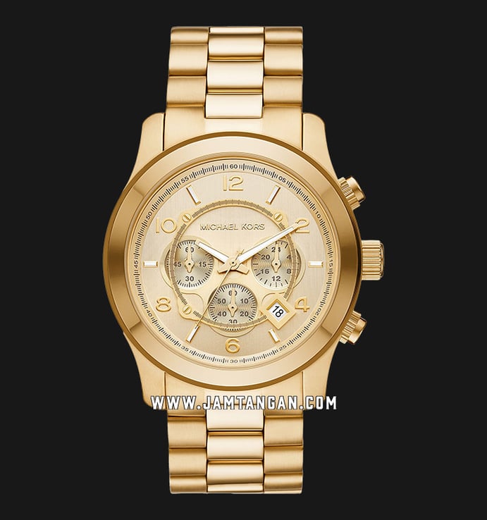 Strap MK9074 Dial Steel Kors Runway Michael Gold Stainless Chronograph Gold