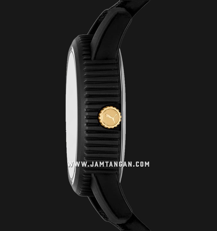 PUMA Ultrafresh P1075 Gold Dial Black Leather Strap | Jamtangan.com
