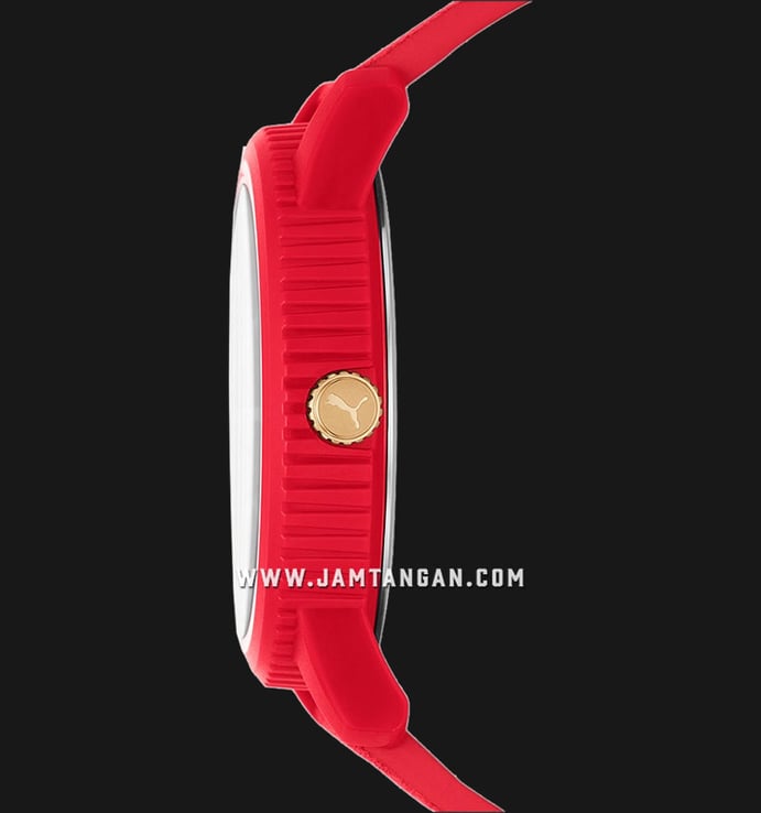 PUMA Ultrafresh P5107 Black Dial Red Leather Strap | Jamtangan.com