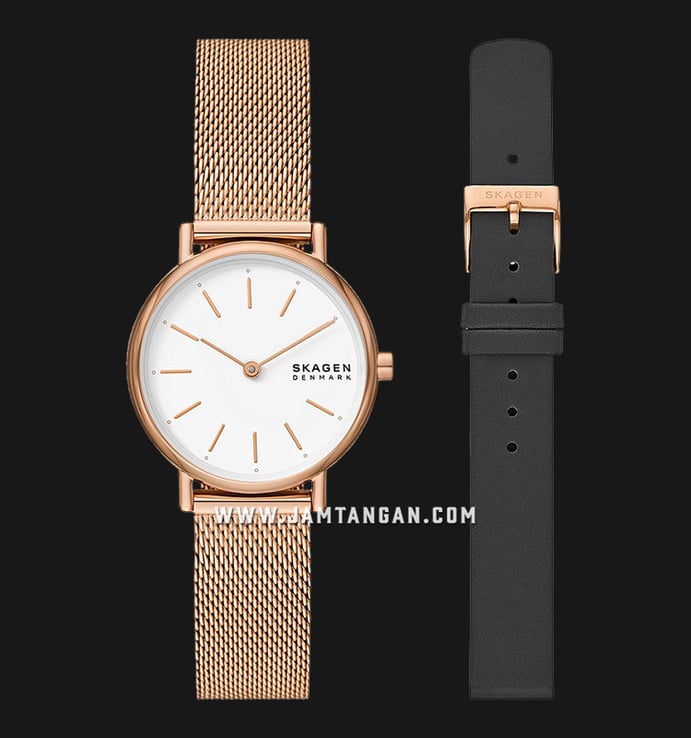 Skagen Signature Lille SKW1153SET Ladies White Dial Rose Gold Mesh