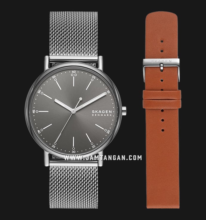 Skagen Signatur SKW1155SET Men Gray Dial Mesh Strap + Extra Strap