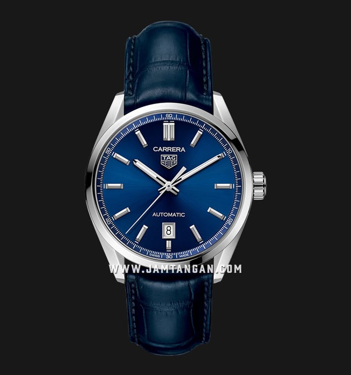 Tag Heuer Carrera Blue Dial Leather Strap Men's Watch WBN2112