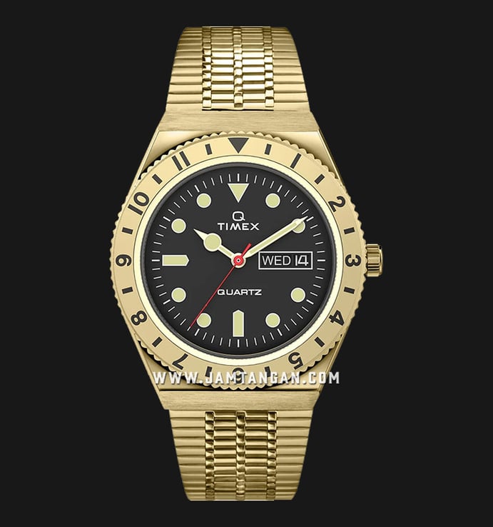 Timex Q TW2V18800 Reissue Men Black Dial Gold Stainless Steel