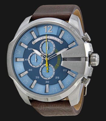 Diesel DZ4281 Mega Chief Blue dial Brown Leather Strap Watch