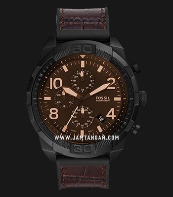 Fossil Bronson FS5713 Chronograph Men Black Dial Brown Croco