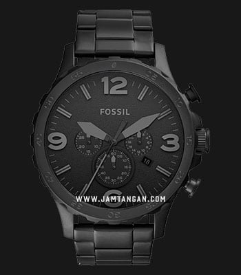Fossil Nate JR1401 Chronograph Steel Strap Black Dial Stainless