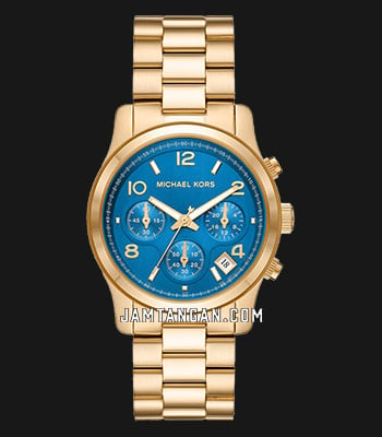 Michael Kors Runway MK7353 Ladies Chronograph Blue Dial Gold