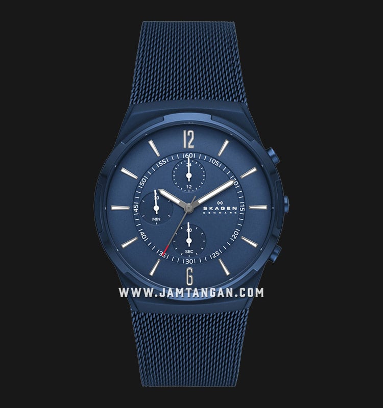 Skagen Melbye SKW6803 Chronograph Men Ocean Blue Dial Blue Mesh