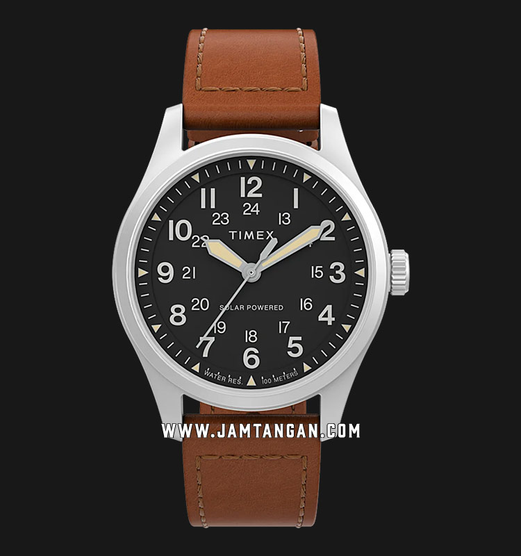 Timex Expedition North Field TW2V00200 Solar Black Dial Brown Leather Strap  