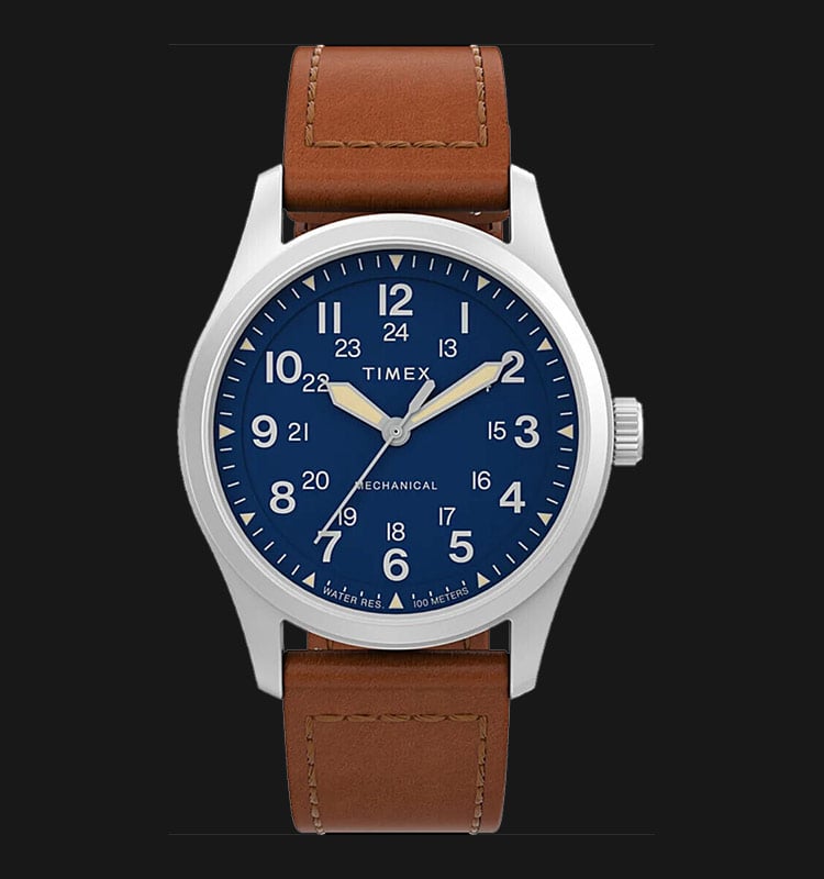 Timex Expedition TW2V00700 North Field Post Mechanical Blue Dial Brown  Leather Strap 
