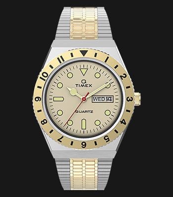 Timex Q TW2V18600 Reissue Beige Dial Dual Tone Stainless Steel