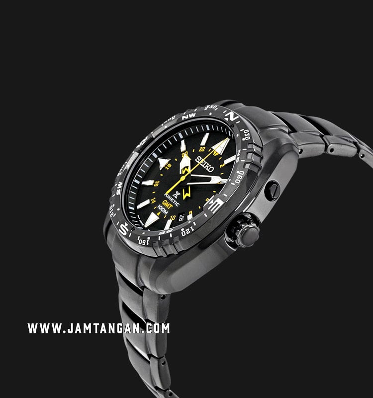 Seiko Prospex SUN047P1 Land Kinetic GMT 100M Black Dial Black Stainless  Steel Strap | Jamtangan.com