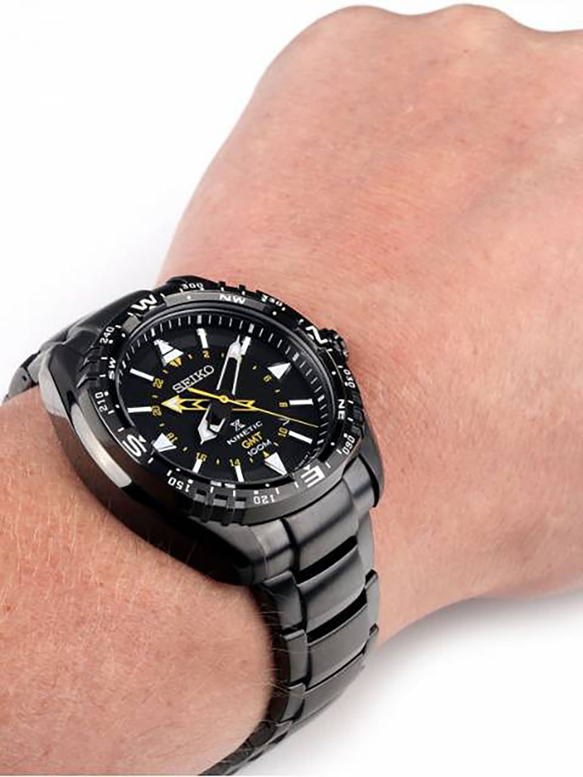 Seiko Prospex SUN047P1 Land Kinetic GMT 100M Black Dial Black Stainless  Steel Strap | Jamtangan.com