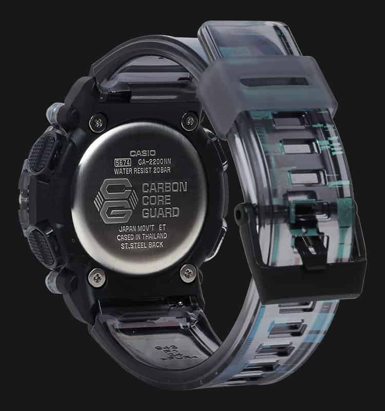 Casio G-Shock GA-2200NN-1ADR Glitch Black Digital Analog Dial Dual Tone Transparent Resin Band